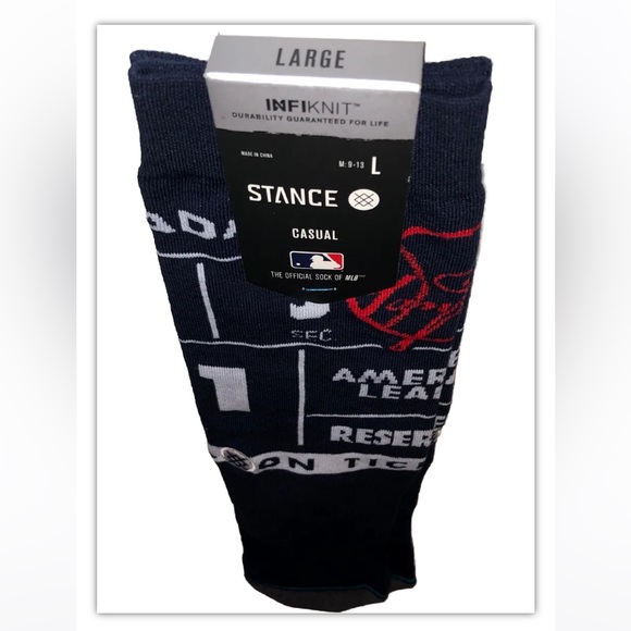 Stance MLB NY Yankees Ticket Stub Crew Socks 1 Pair Men 9-13 Baseball Navy White - Picture 10 of 10